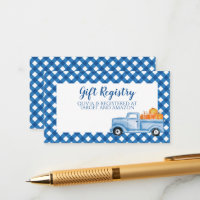 Pumpkin Baby Shower blue Plaid Truck Gift Registry