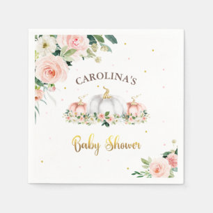 Pumpkin Baby Shower Blush Pink And Gold Napkin