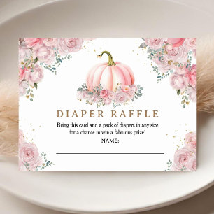 Pumpkin Baby Shower Blush Pink Fall Diaper Raffle Enclosure Card