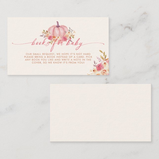 Pumpkin Baby Shower Book Request Enclosure Card (Front/Back)