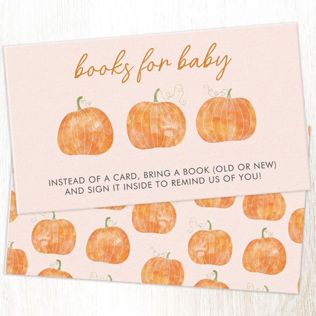 Pumpkin Baby Shower Book Request Enclosure Card (Pumpkin autumn fall themed personalized Books for Baby book request enclosure card)
