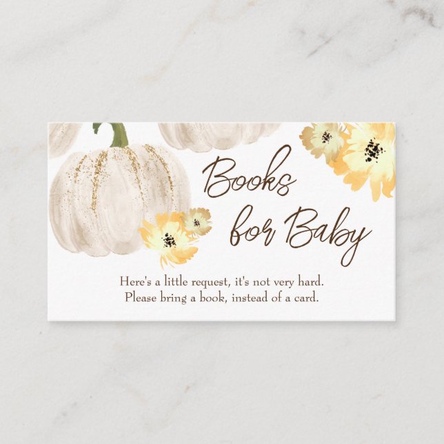 Pumpkin Baby Shower Books for Baby Request Enclosure Card (Front)