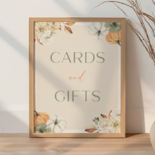 Pumpkin Baby Shower Card and Gifts Sign