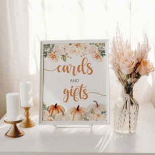Pumpkin Baby Shower Card and Gifts Sign