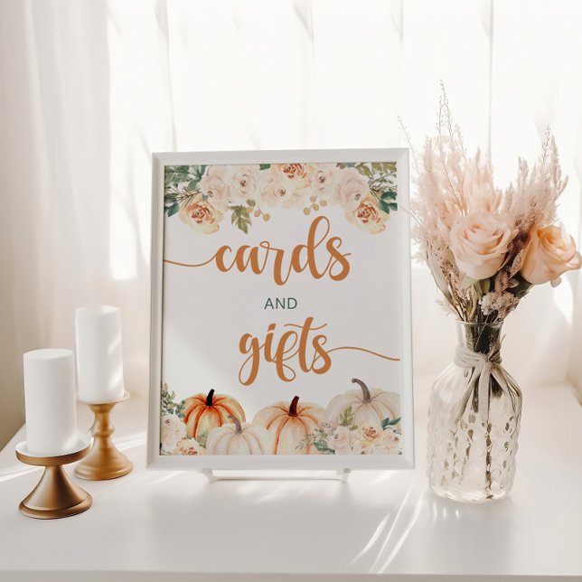 Pumpkin Baby Shower Card and Gifts Sign (Creator Uploaded)