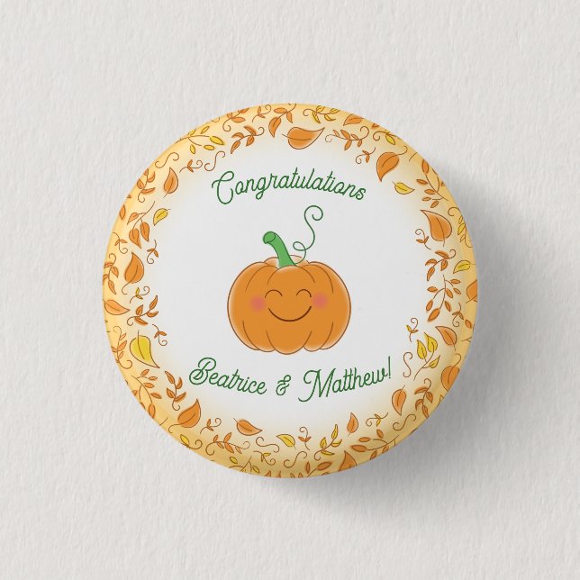 Pumpkin Baby Shower Cute Fall 3 Cm Round Badge (Front)