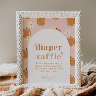 Pumpkin Baby Shower Diaper Raffle Sign