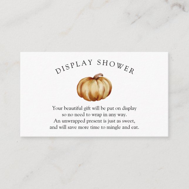  Pumpkin Baby Shower Display Shower Enclosure Card (Front)