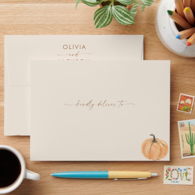 Pumpkin Baby Shower Envelopes, Fall Baby Shower Envelope (Desk)