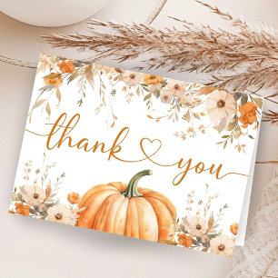 Pumpkin Baby Shower Fall Autumn Folded Thank You 