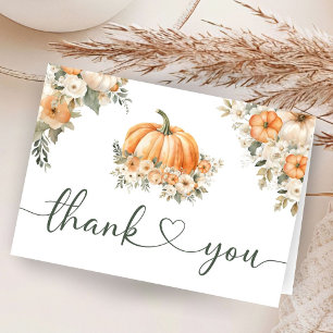 Pumpkin Baby Shower Fall Autumn Folded Thank You Card