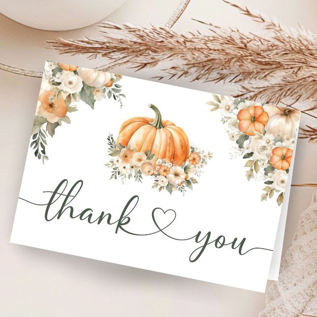 Pumpkin Baby Shower Fall Autumn Folded Thank You  Card (Creator Uploaded)
