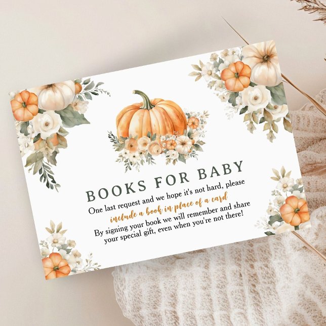 Pumpkin Baby Shower Fall Books For Baby Enclosure Card (Creator Uploaded)