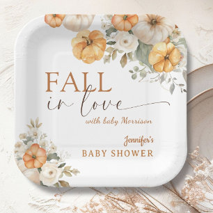 Pumpkin Baby Shower Fall in Love Boho Paper Plate