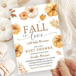 Pumpkin Baby Shower Fall in Love Gender Neutral Invitation