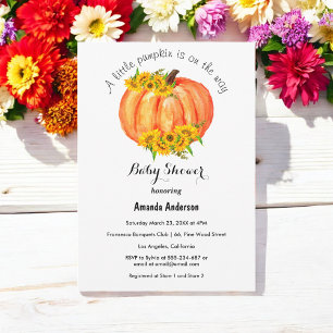 Pumpkin Baby Shower Fall Orange Cute Invitation