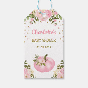 Pumpkin Baby Shower Favor Tag Autumn Fall Floral