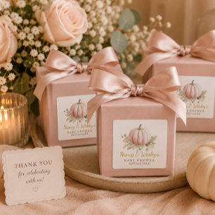 Pumpkin Baby Shower Favour Sticker Blush Fall
