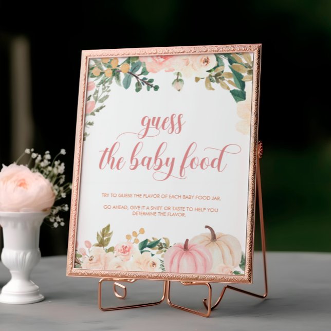 Pumpkin Baby Shower Floral Guess the Baby Food Poster (Creator Uploaded)