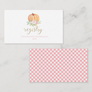 Pumpkin Baby Shower Floral Plaid gift registry Enc Enclosure Card