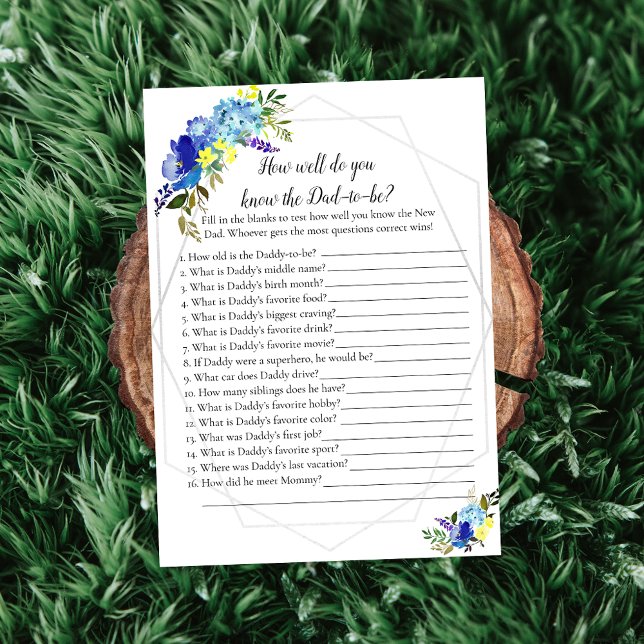 Pumpkin Baby Shower Game Who Knows Dad Best | Blue Invitation (Creator Uploaded)