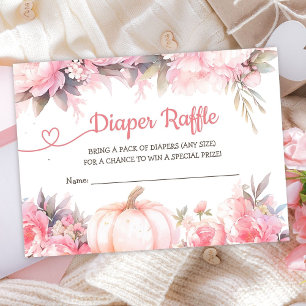 Pumpkin Baby Shower Girl Pink Fall Diaper Raffle Enclosure Card