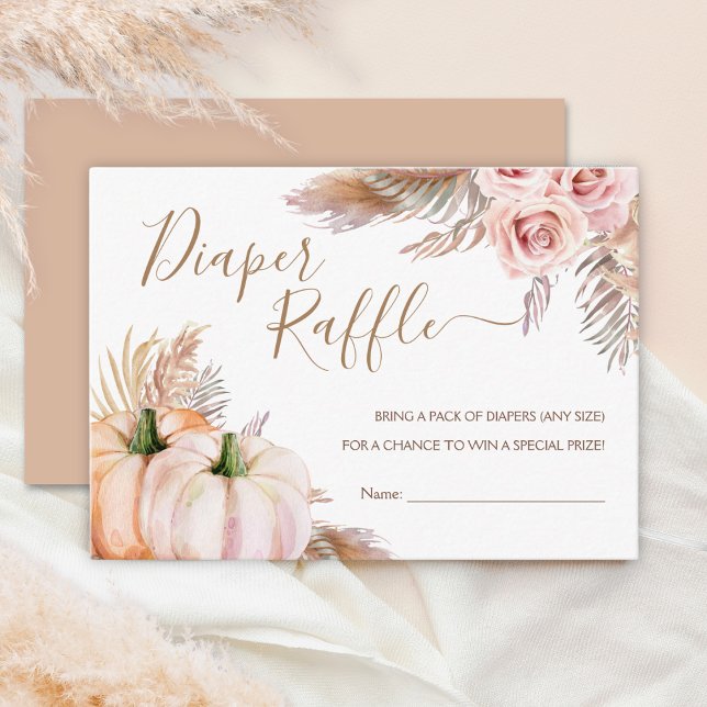 Pumpkin Baby Shower Girl Pumpkin Diaper Raffle Enclosure Card (Creator Uploaded)