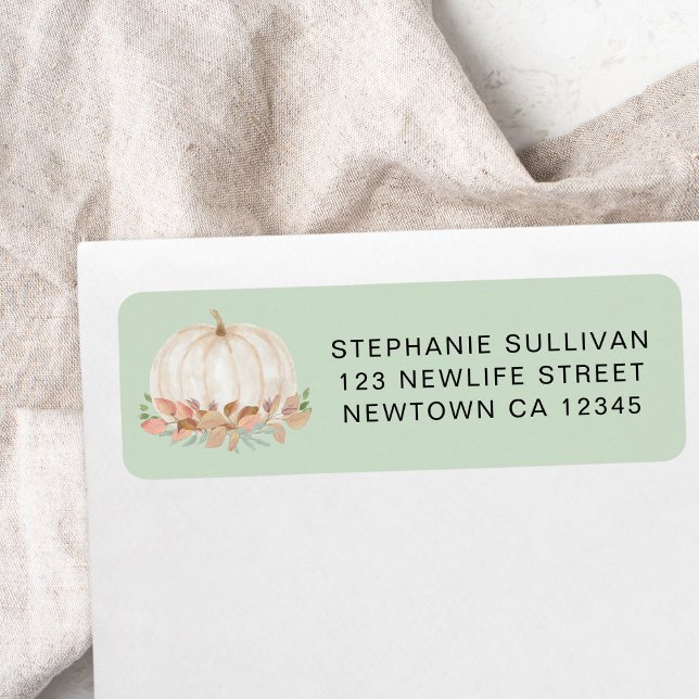 Pumpkin Baby Shower Green Return Address Label (Creator Uploaded)