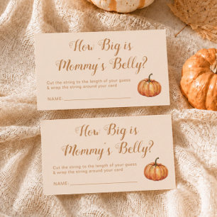 Pumpkin Baby Shower Guess How Big Is Her Belly  Enclosure Card