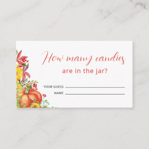 Pumpkin Baby Shower Guess How Many Candies Enclosure Card