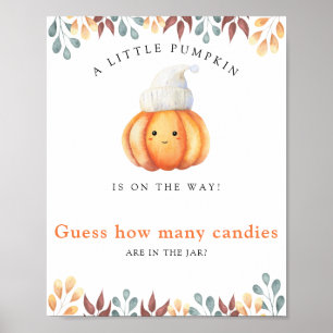 Pumpkin baby shower Guess how many candies Poster