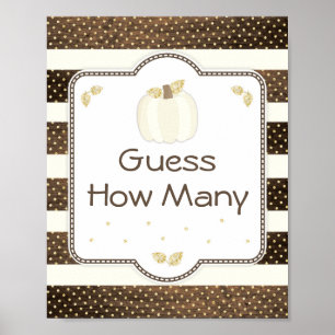 Pumpkin Baby Shower Guess How Many Game on Wood Poster