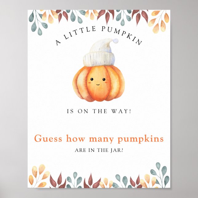Pumpkin baby shower Guess how many pumpkins Poster (Front)