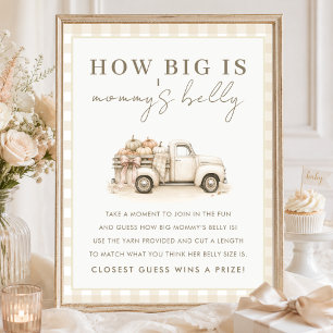 Pumpkin Baby Shower How Big Is Mummy's Belly Sign