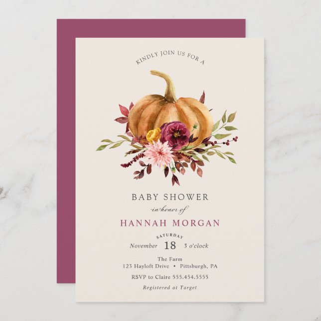 Pumpkin Baby Shower invitation (Front/Back)
