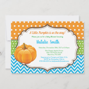 Pumpkin Baby Shower Invitation Fall Autumn Boy