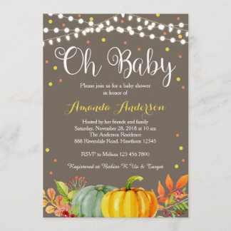 Pumpkin Baby Shower Invitation, Fall Baby Shower Invitation