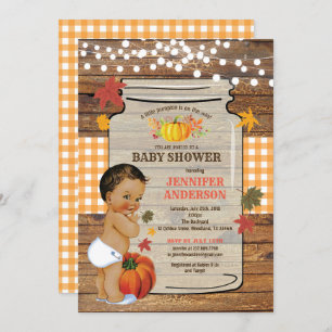 Pumpkin baby shower invitation rustic wood