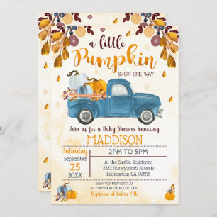 Pumpkin Baby Shower Invitation Truck Pumpkins Boy