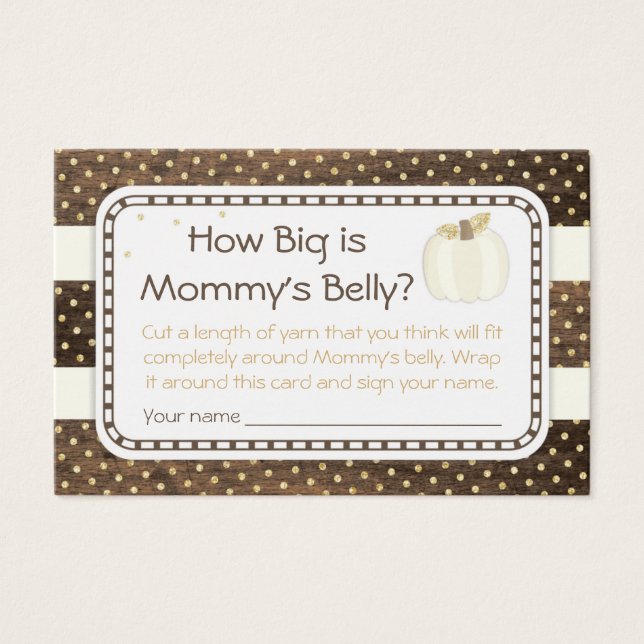 Pumpkin Baby Shower Mummy's Belly Game, Wood Ivory (Front)