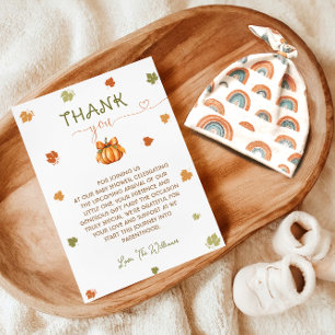 Pumpkin Baby Shower Neutral Cute Thank You  Card