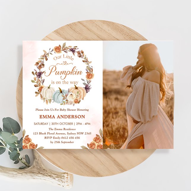 Pumpkin Baby Shower Orange Floral Party Invitation (Creator Uploaded)