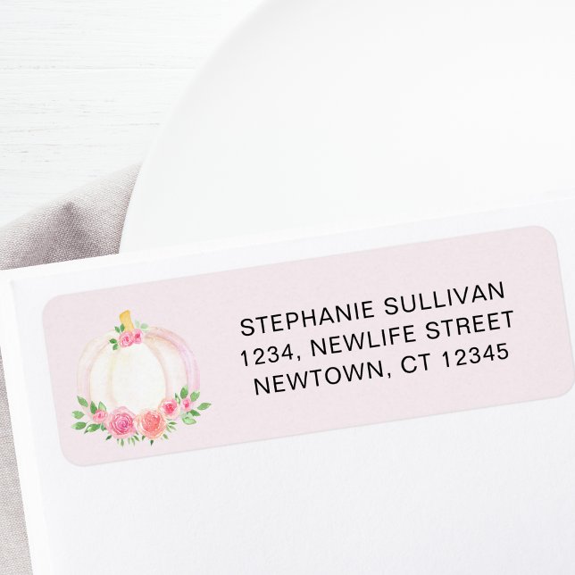 Pumpkin Baby Shower Pink Return Address  Label (Creator Uploaded)