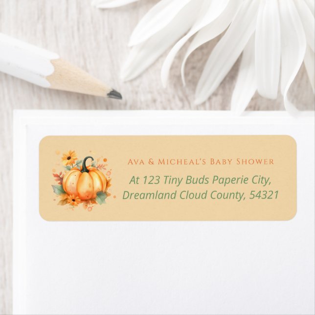 Pumpkin Baby Shower Return Address Label (Insitu)