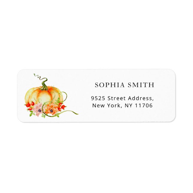 Pumpkin baby shower return address label (Front)
