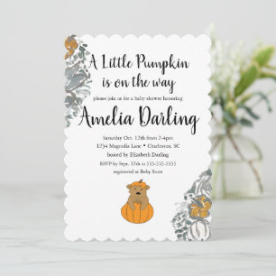 Pumpkin Baby Shower Scallop Edge Invitation