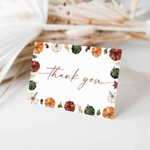 Pumpkin Baby Shower Thank You Card, Boho Fall Baby