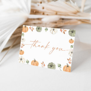 Pumpkin Baby Shower Thank You Card, Boho Fall Baby