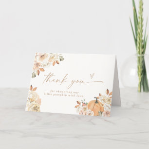 Pumpkin Baby Shower Thank You Card, Boho Fall Baby Card