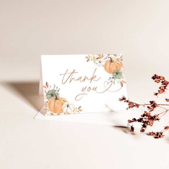 Pumpkin Baby Shower Thank You Card, Boho Fall Baby Card (Creator Uploaded)